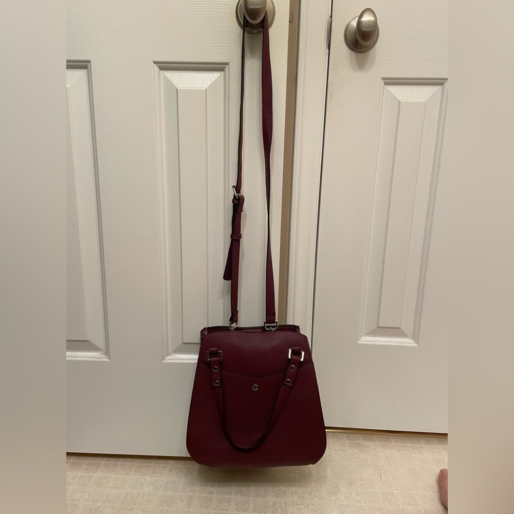 Steve Madden Wine Colored Satchel Handbag With Detachable Shoulder Strap